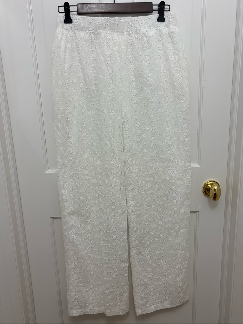 White Lightweight Eyelet Low Rise Pants